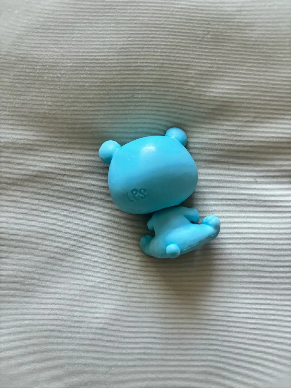 Littlest Pet Shop Teal Blue Bear Figure with Orange Eyes